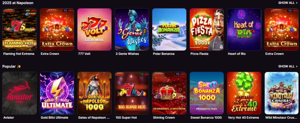 Giochi di Napoleon Casino